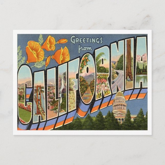California Gruß von US-Staaten Postkarte (Vorderseite)