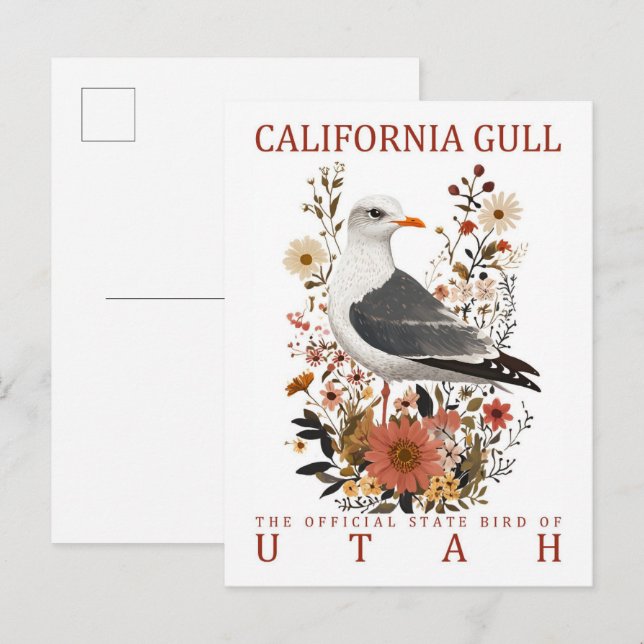 California Gull Bird of Utah Travel Postkarte (Vorne/Hinten)