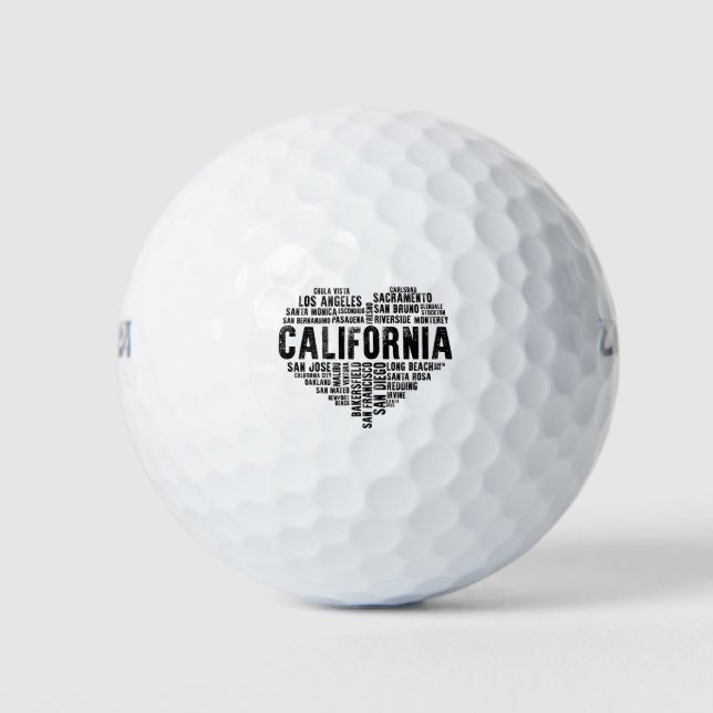 California Heart Liebe LA San Francisco San Diego Golfball (Vorderseite)