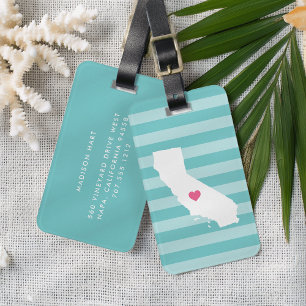 California Heart   Zuhause Staat Gepäckanhänger