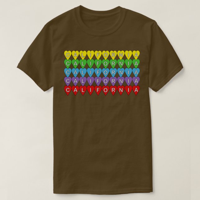 California Hearts Colorful USA TShirt (Design vorne)