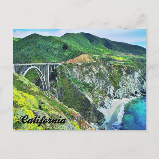 California Highway 1 Bixby Bridge Big Sur Carte po (Devant)