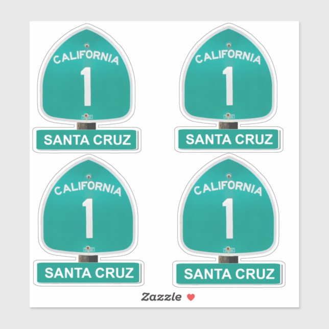 California Highway 1 Santa Cruz Aufkleber (Blatt)