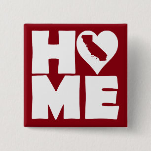 California Home Heart State Button Badge Pin