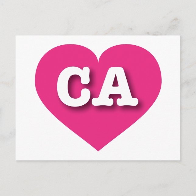 California Hot Pink Heart - I Liebe CA Postkarte (Vorderseite)