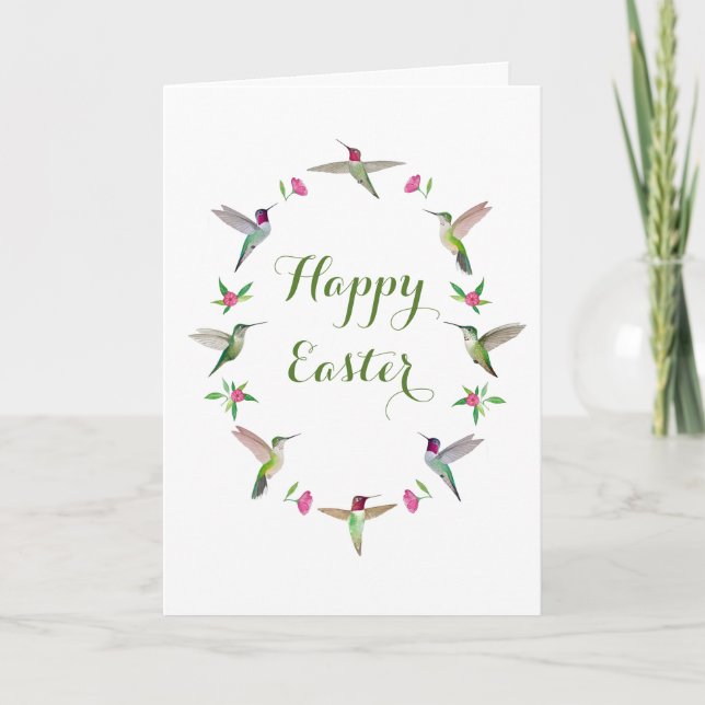 California Hummingbirds Happy Easter Karte (Vorderseite)