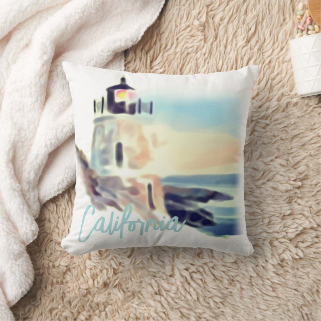 California Lighthouse Sunset Malerei Kissen (Decke)
