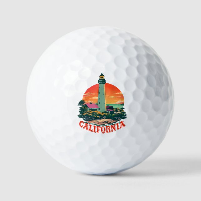 California Lighthouse Sunset View Golfball (Vorderseite)