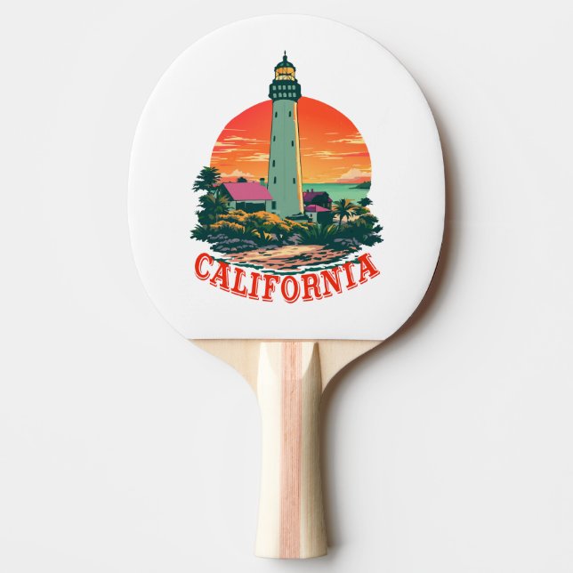 California Lighthouse Sunset View Tischtennis Schläger (Vorderseite)