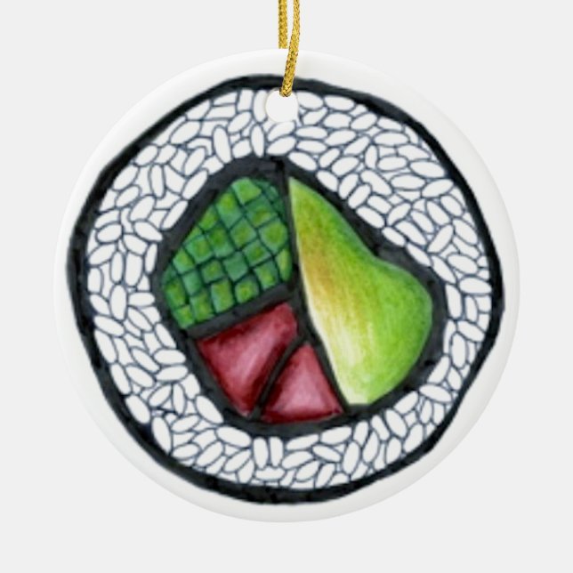 California Maki Sushi Roll japanisches Essen Keramik Ornament (Vorne)
