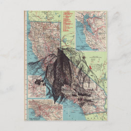 California Map Art Postkarte