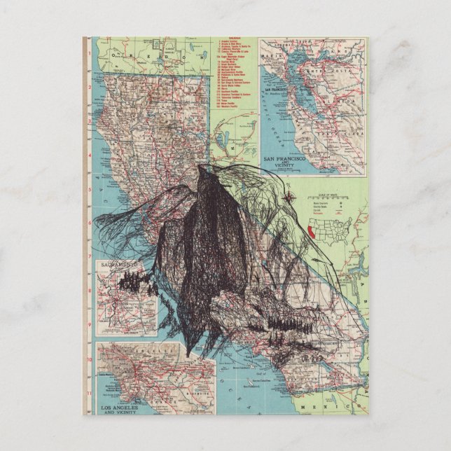 California Map Art Postkarte (Vorderseite)