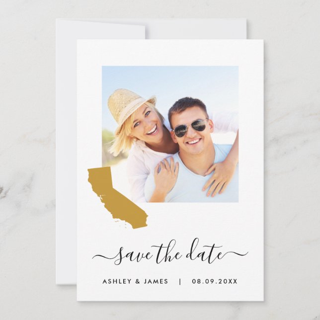California Map Foto Wedding Save the Date Card (Vorderseite)
