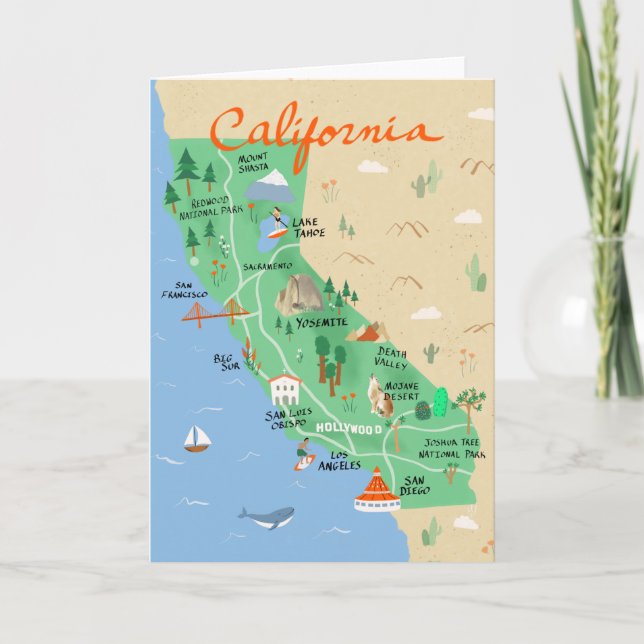 California Map Grußkarte Karte (Vorderseite)