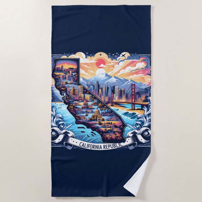 California Map Vector Art Strandtuch (Vorderseite)