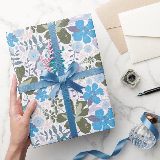 California Meadow (blau/weiß) - Wrapping Paper Geschenkpapier (Schenken)