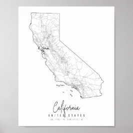 California Minimal Street Map Poster