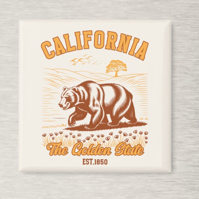 California Nature Lover Gift – Retro Bear  Magnet (Von Creator hochgeladen)