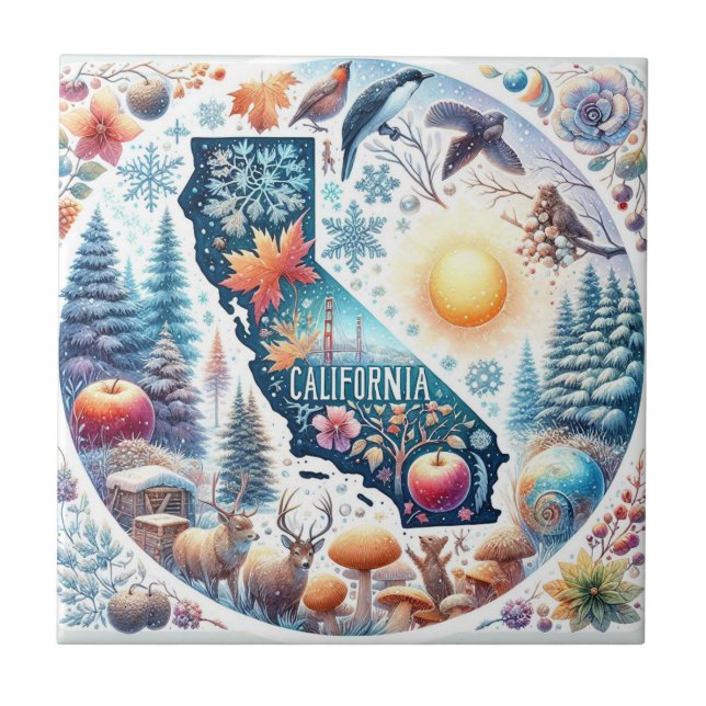 California Nature Winter Weihnachten Fliese (Vorderseite)