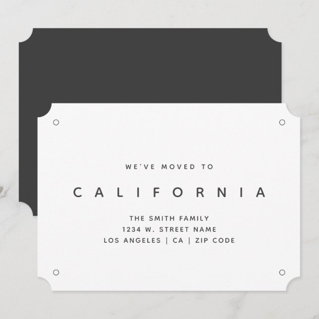 California New Zuhause We Moved Announcement Ankündigung (Vorne/Hinten)