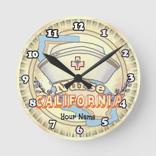 California Nurse Runde Wanduhr (Vorderseite)