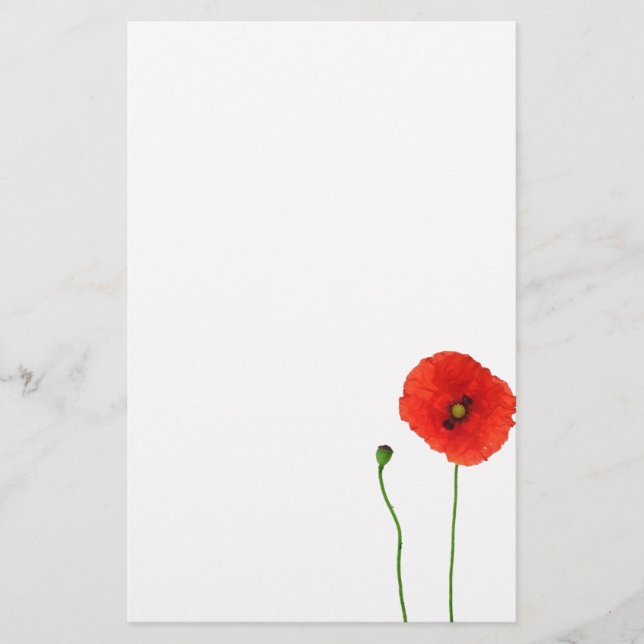 California Orange Red Poppy Simple Beauty Briefpapier (Vorderseite)