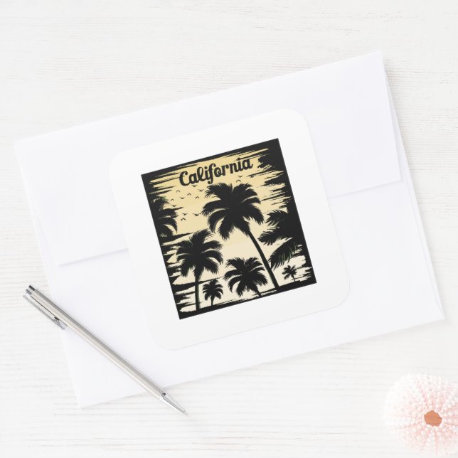 California Palm Tree Quadratischer Aufkleber (Umschlag)