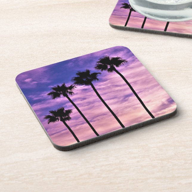 California Palm Tree Sunset Getränkeuntersetzer (Linke Seite)