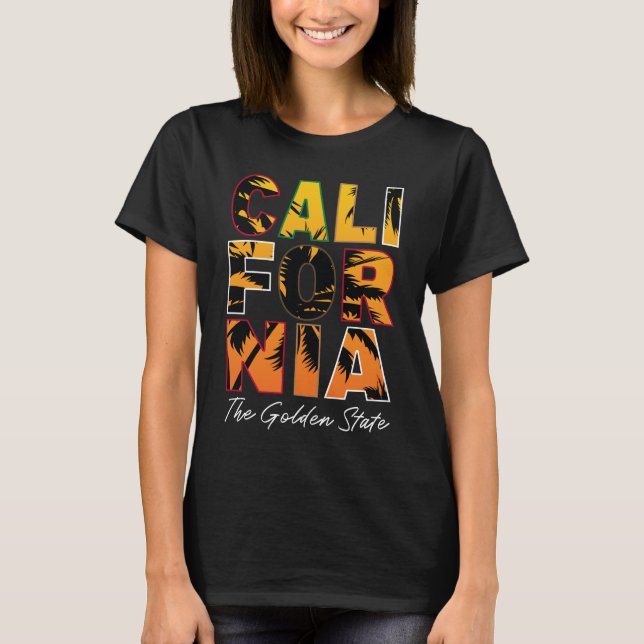 California Palm Trees gefüllt Briefe T - Shirt (Vorderseite)