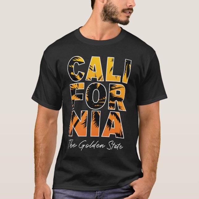 California Palmen T - Shirt mit ausgefüllten Buchs (Vorderseite)