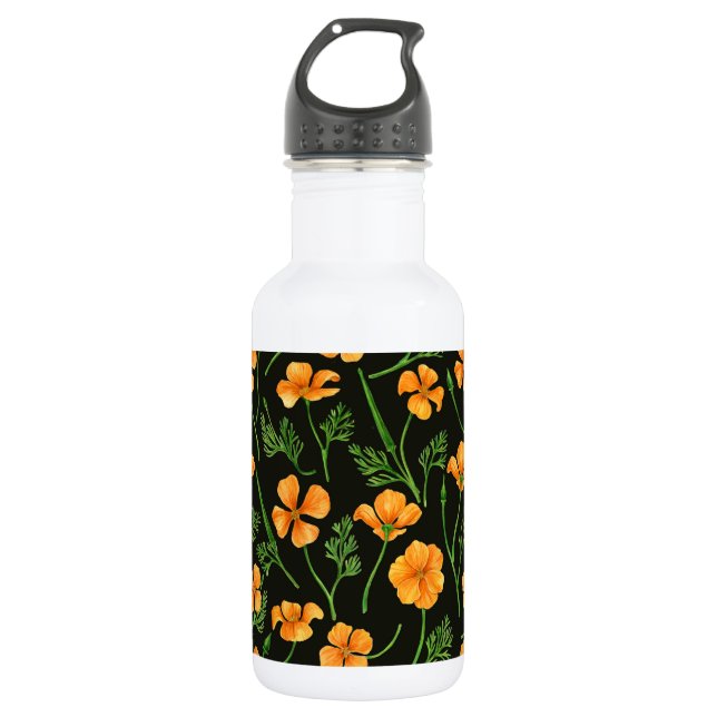 California Pappi, sommerliche Blume, Orange Edelstahlflasche (Vorderseite)