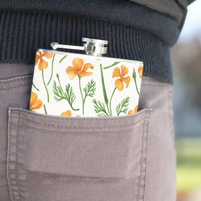 California Pappi, sommerliche Blume, Orange Flachmann (Beispiel)