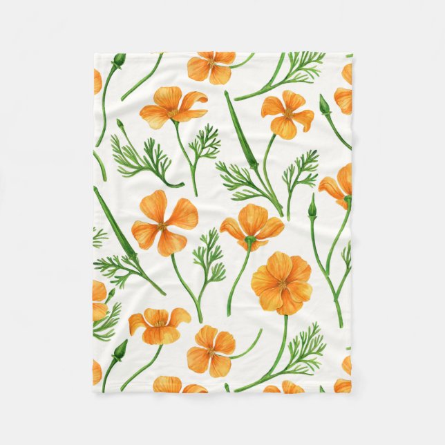California Pappi, sommerliche Blume, Orange Fleecedecke (Vorderseite)