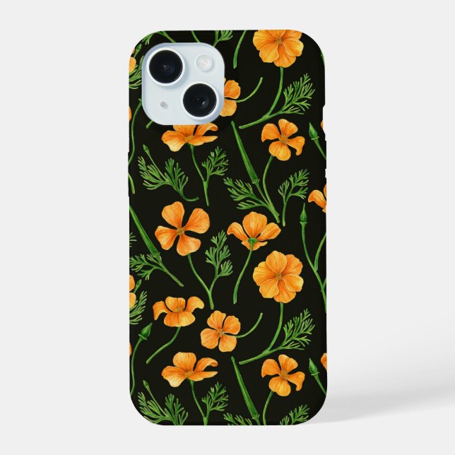 California Pappi, sommerliche Blume, Orange iPhone 15 Hülle (Rückseite)