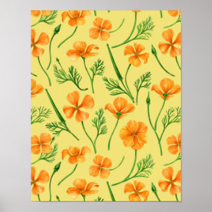 California Pappi, sommerliche Blume, Orange Poster