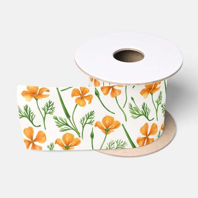 California Pappi, sommerliche Blume, Orange Satinband (Spule)