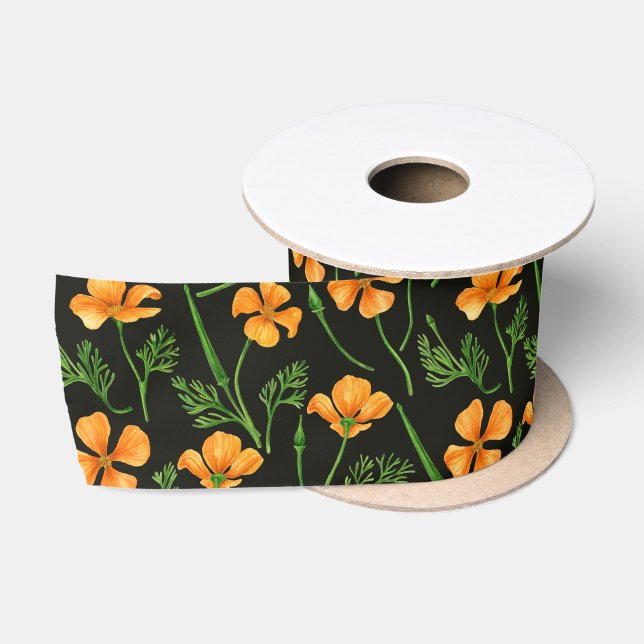 California Pappi, sommerliche Blume, Orange Satinband (Spule)