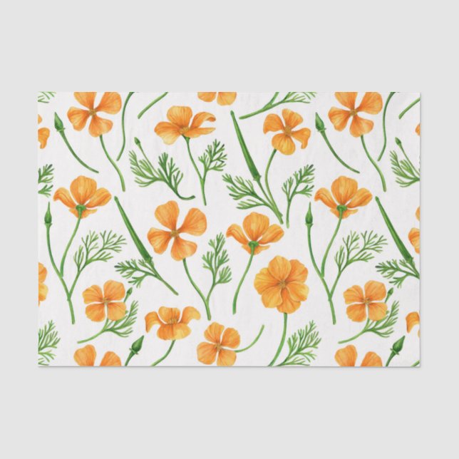California Pappi, sommerliche Blume, Orange Seidenpapier (Vorderseite)
