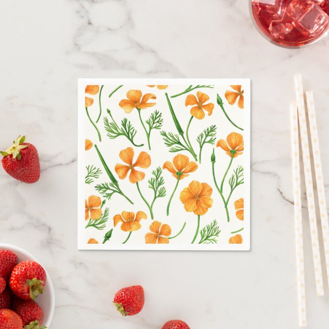 California Pappi, sommerliche Blume, Orange Serviette (Beispiel)