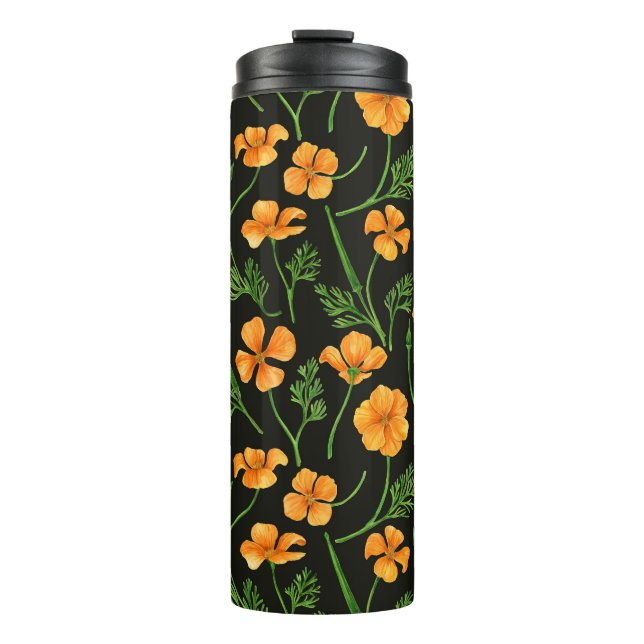 California Pappi, sommerliche Blume, Orange Thermosbecher (Vorderseite)