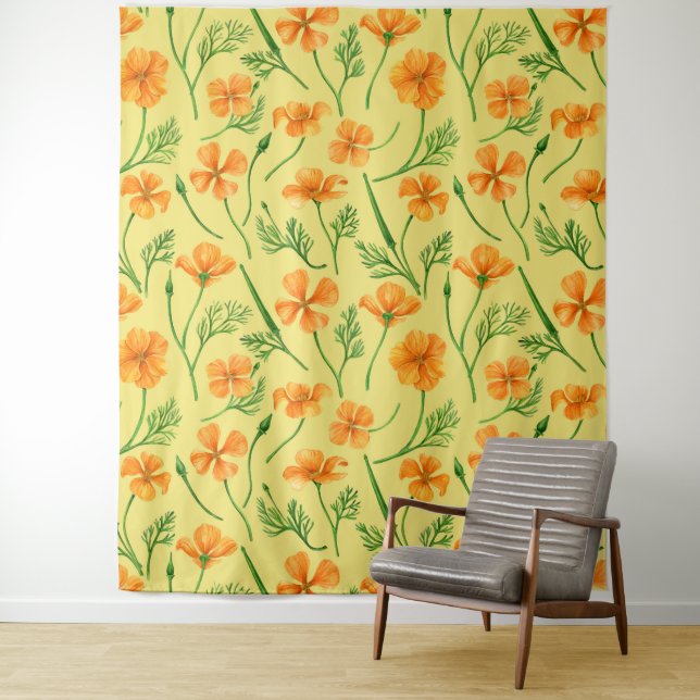 California Pappi, sommerliche Blume, Orange Wandteppich (Beispiel)