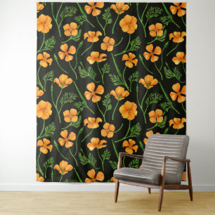 California Pappi, sommerliche Blume, Orange Wandteppich
