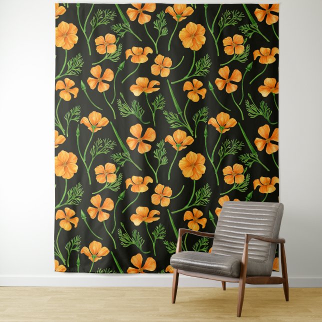 California Pappi, sommerliche Blume, Orange Wandteppich (Beispiel)