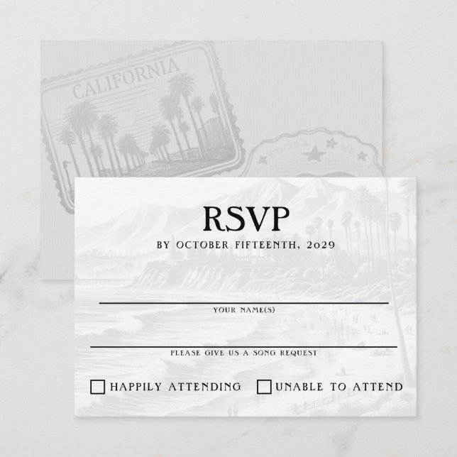 California Passport RSVP Karte (Vorne/Hinten)