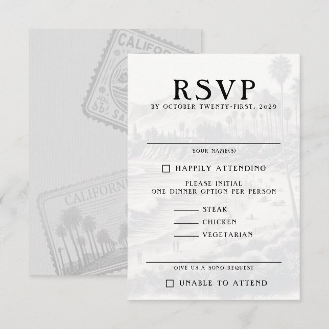 California Passport RSVP Karte (Vorne/Hinten)