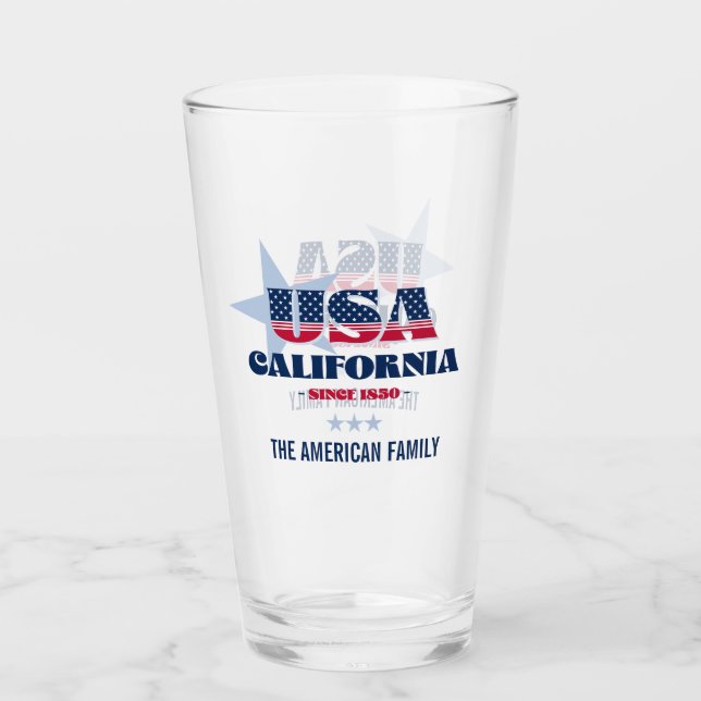 California Patriotic Pride Personalisiert Glas (Vorderseite)