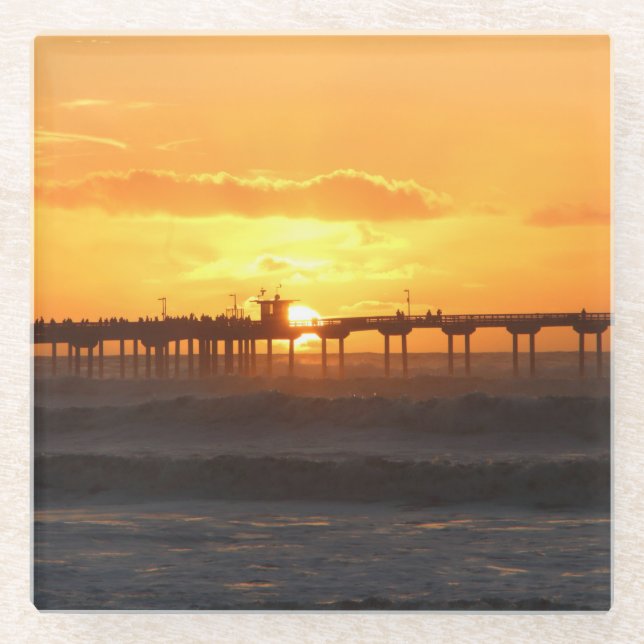 California Peer at Sunset Glasuntersetzer (Vorderseite)