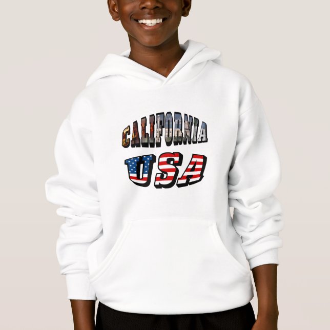 California Picture and USA Flag Text Hoodie (Vorderseite)