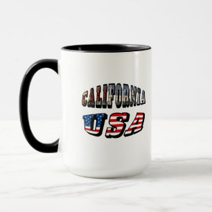 California Picture and USA Flag Text Tasse