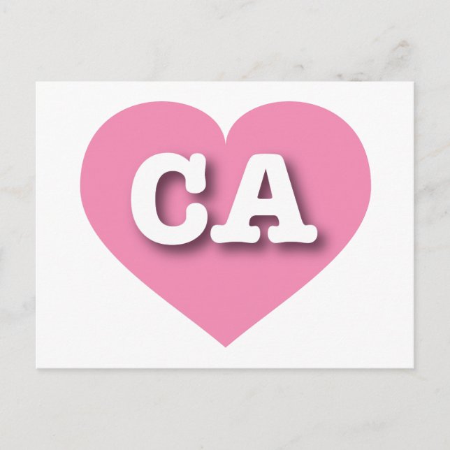 California Pink Heart - I Liebe CA Postkarte (Vorderseite)